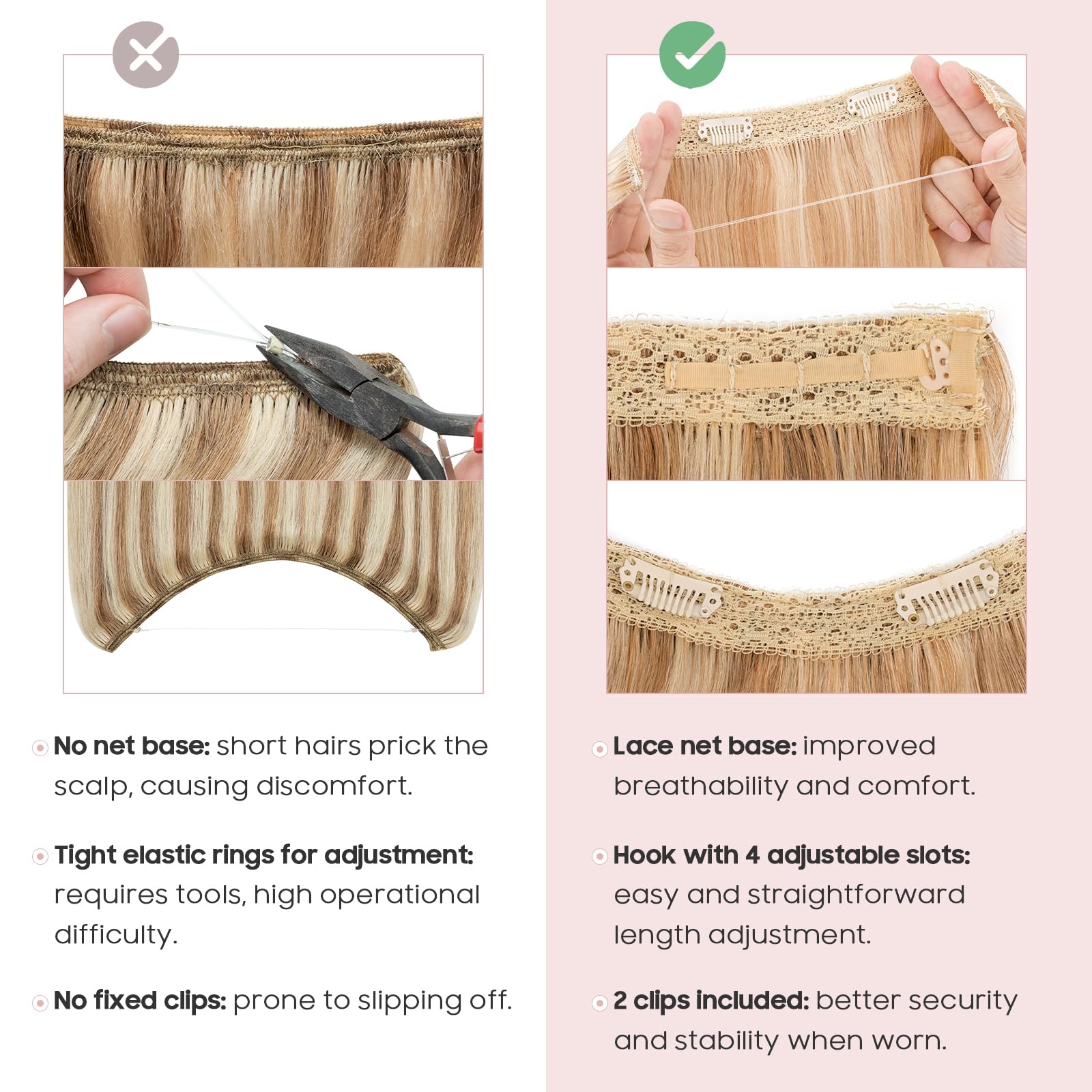 Silk-co Secret Wire In Hair Extensions No Clip Invisible Remy Human Hair One Piece Straight Natural Invisible Adjustable Secret Wire Hairpiece Extensions 14Inch-60g #12P613 Golden Brown&Bleach Blonde - Image 4