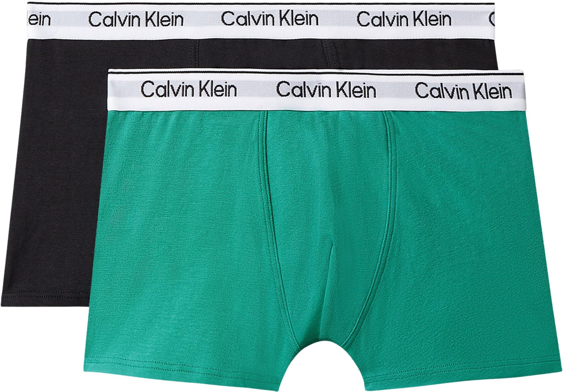 Calvin Klein Boys 2 Pack Modern Cotton Trunk, Black/Green, Size Age: 14-16 Years
