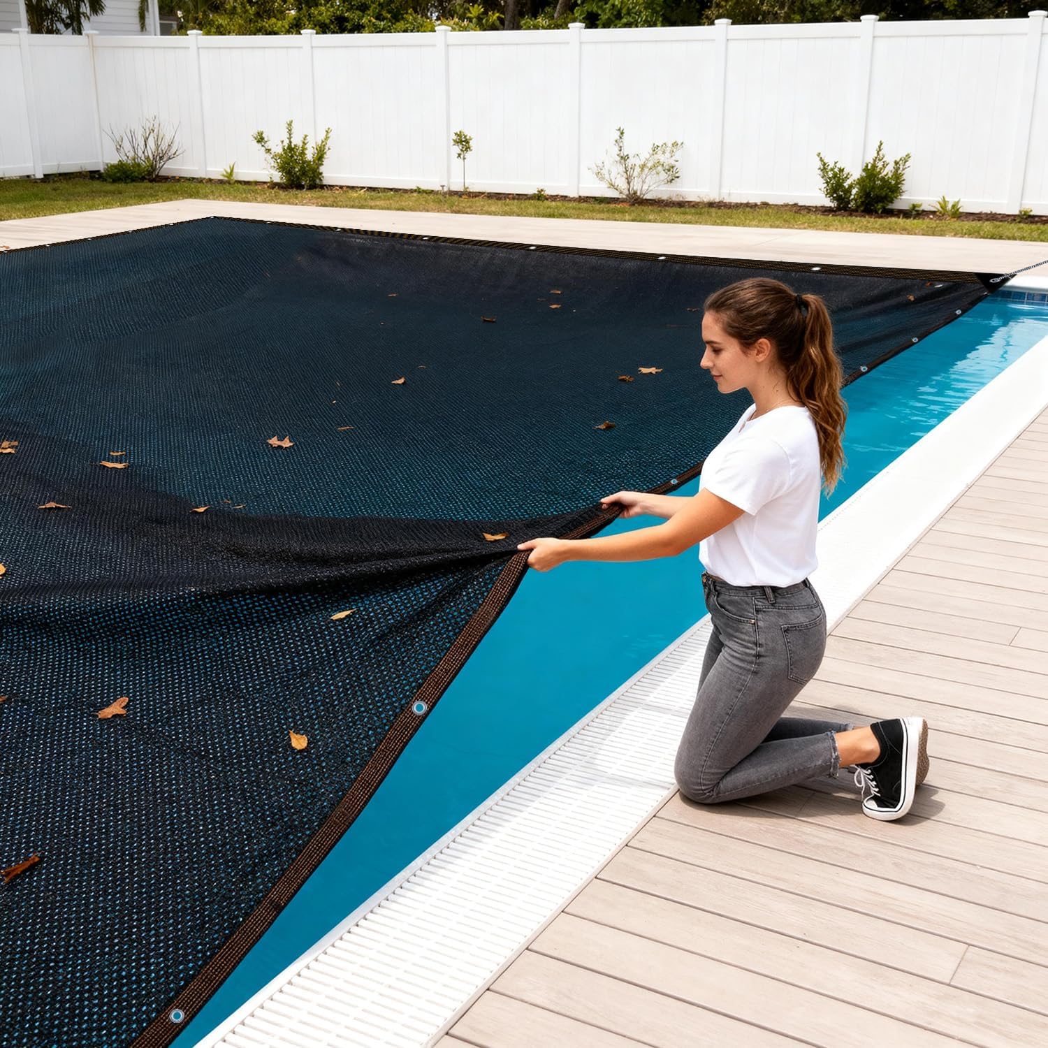 2026 Upgraded 20 X 40FT Pool Leaf Cover Rectangular Pool Leaf Net Cover Black Fine Mesh Pool Cover with Reinforced Grommets Pool Net Cover for Spring Autumn Capturing Leaves Summer Outdoor Shade