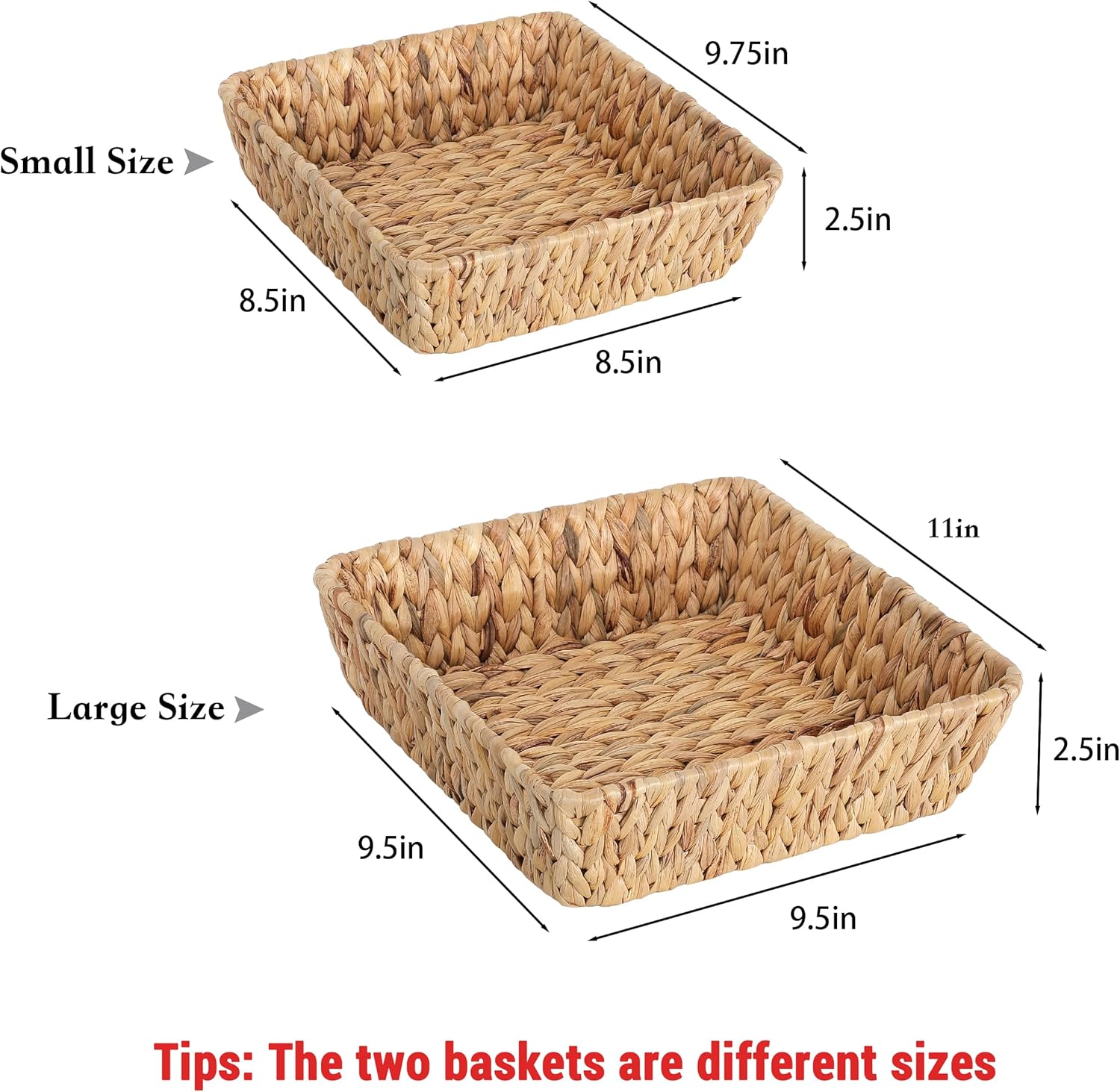 Small Wicker Basket Tray 2 Pack, Small Rattan Basket Set for Gifts,Entryway Console,Tabletop,Office | Woven Wicker Decorative Desk Baskets for Organizing
