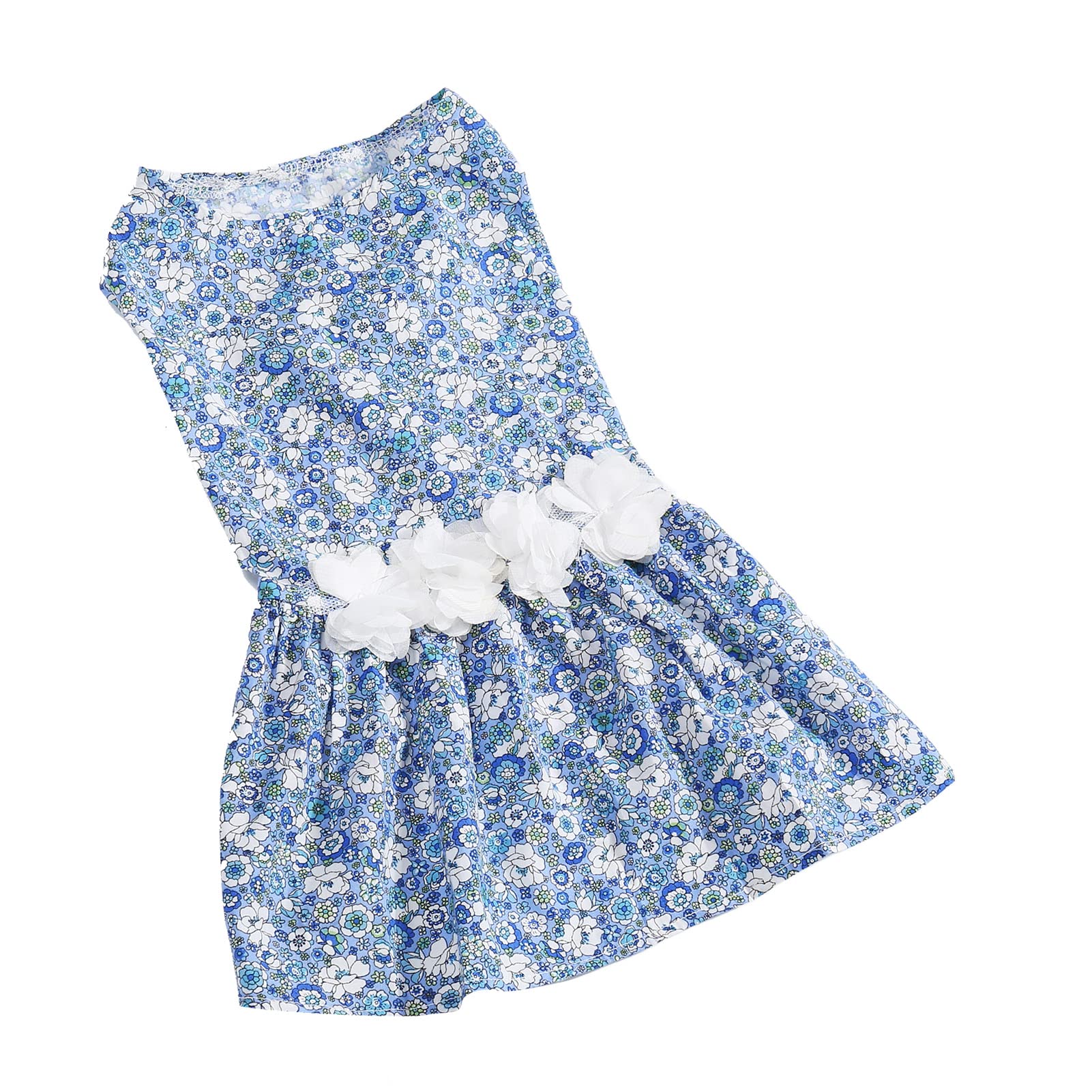 Floral Dog Dress Light Blue Cute Cute Breathable Chihuahua Dog Dress for Small Dogs Party