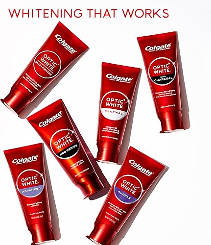 Miniatura 9 de Colgate Pasta dental Optic White Purple para blanquear los dientes, ayuda a eliminar las manchas superficiales y pule los dientes, pasta de menta