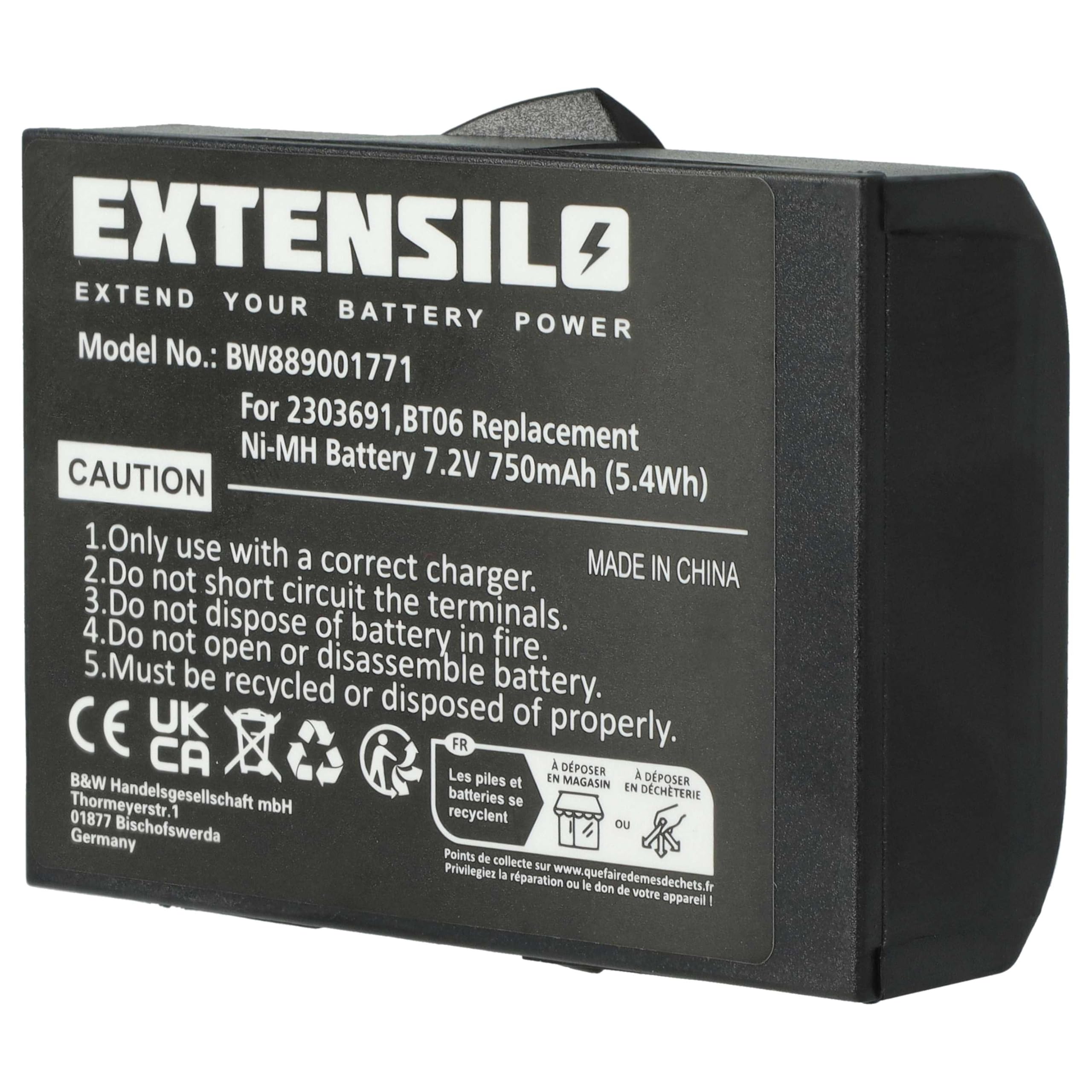Akumulator 5X zastępuje Ikusi BT06, 2303691 do pilota przemysłowego (750 mAh, 7,2 V, NiMH) - Czarny