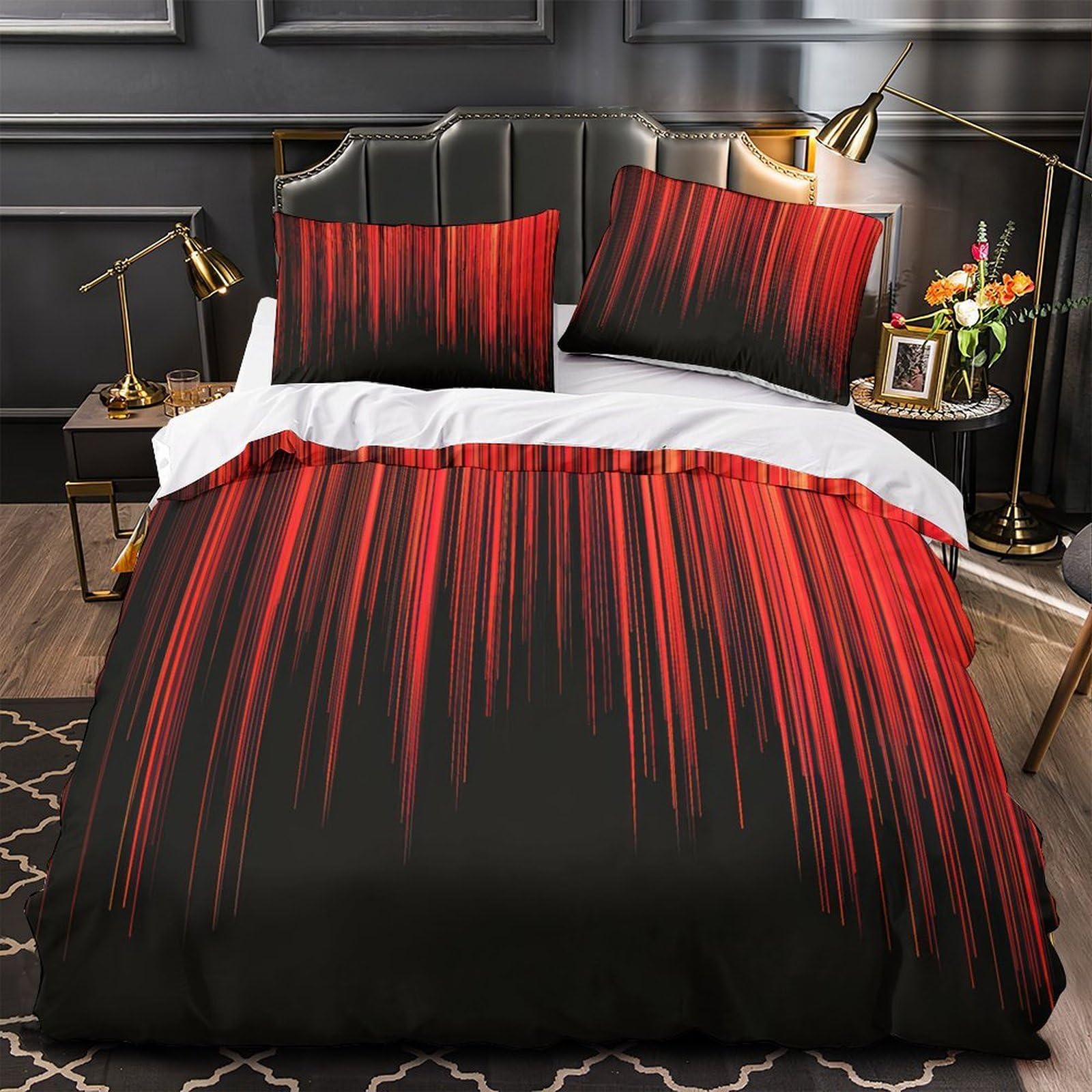 Parure de lit roses rouges en microfibre 200x200 cm avec housse de couette imprimée en 3D