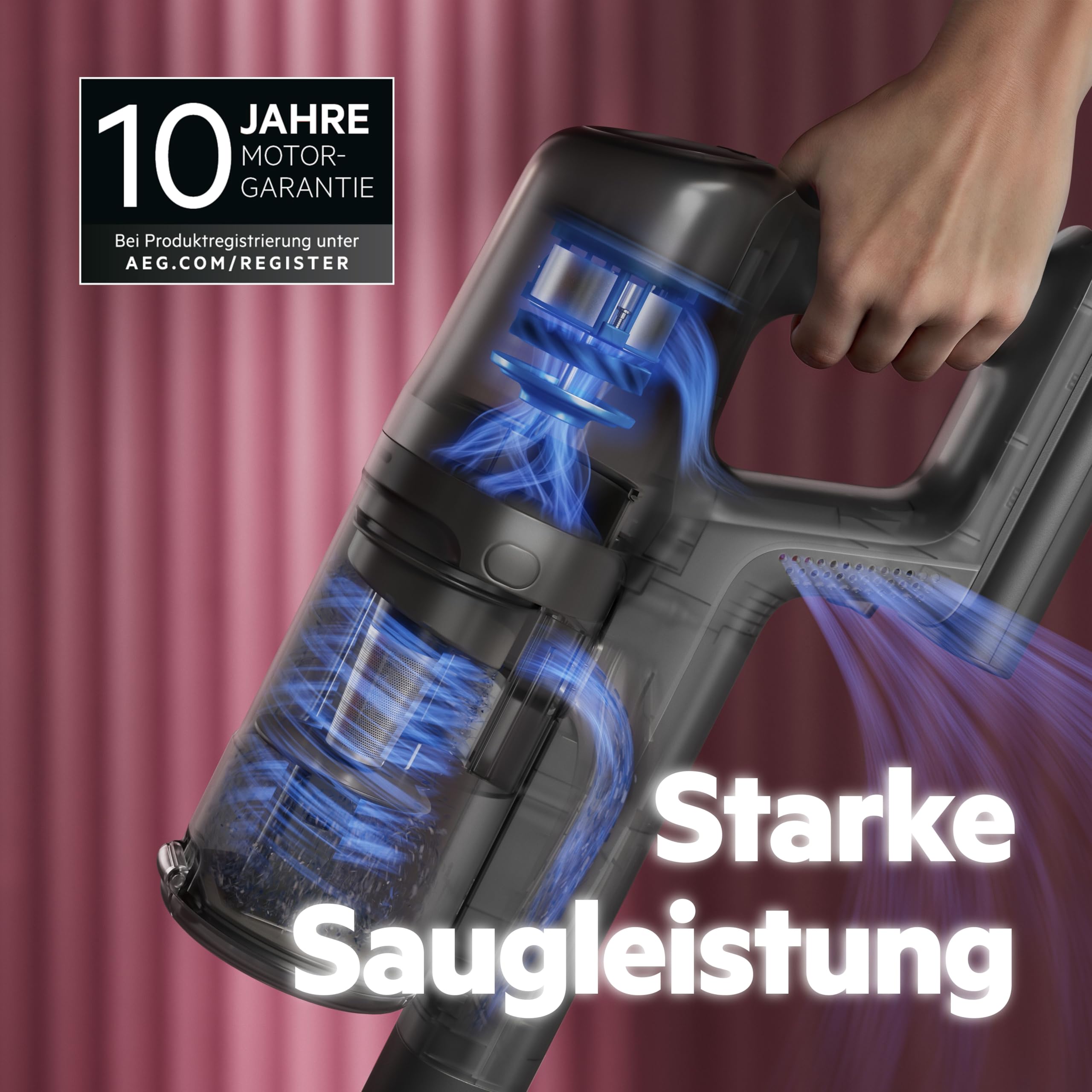 AEG AP61CB21DB CLEAN 6000 bezprzewodowy odkurzacz, wydajny, wielopowierzchniowy odsysacz cyklonowy, silnik BLDC, 53% plastik z recyklingu, 21,6 V, 0,5 l, niebieski Denim Blue