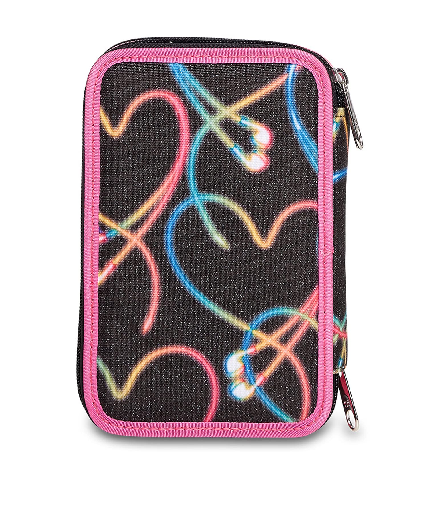 Astuccio Scuola Seven 3 Scomparti - Yourself Girl Ragazza - Completo di Matite, Pennarelli - Nero, Rosa