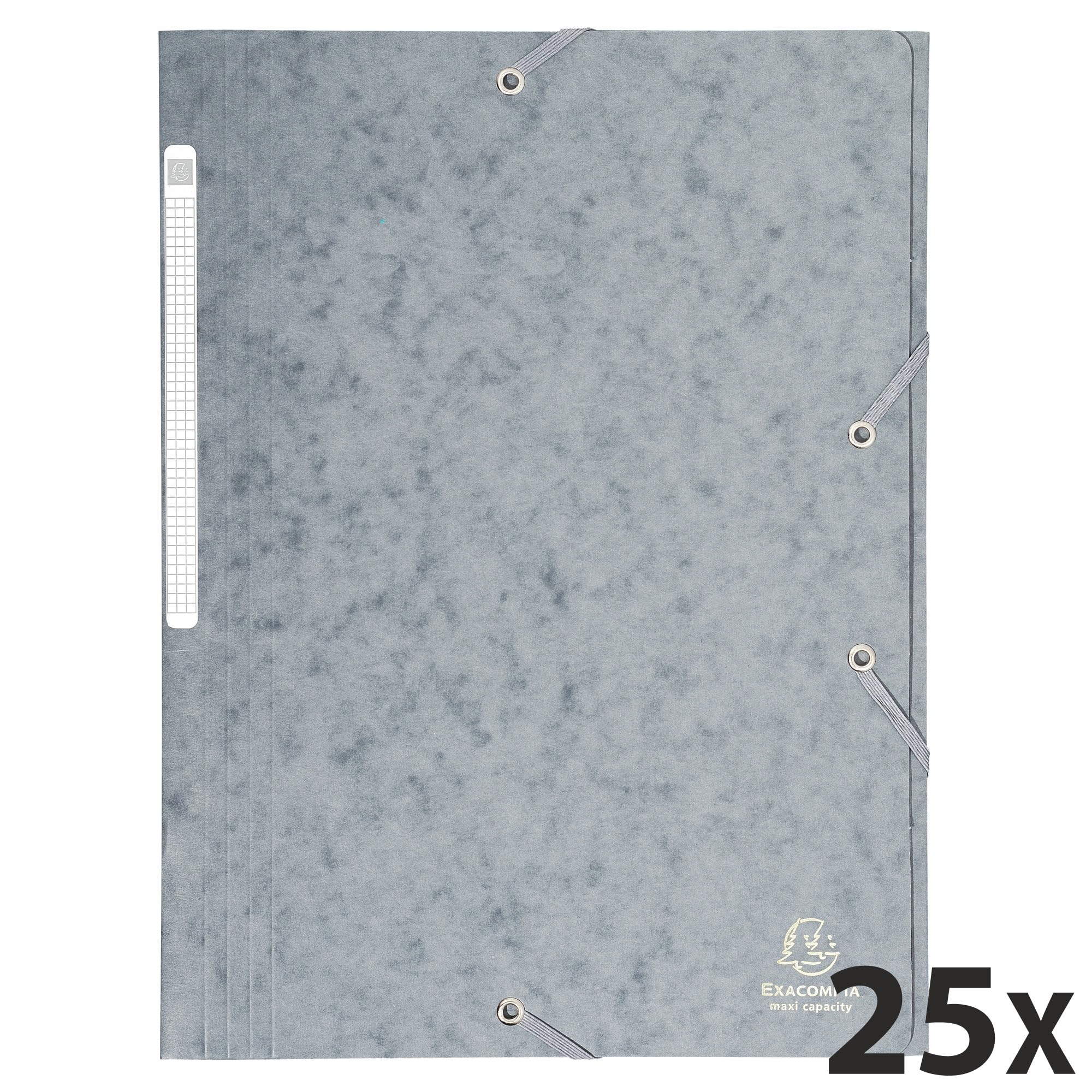 Exacompta 25 Chemises à Élastiques Maxi Capacity 24x32 cm A4 Gris