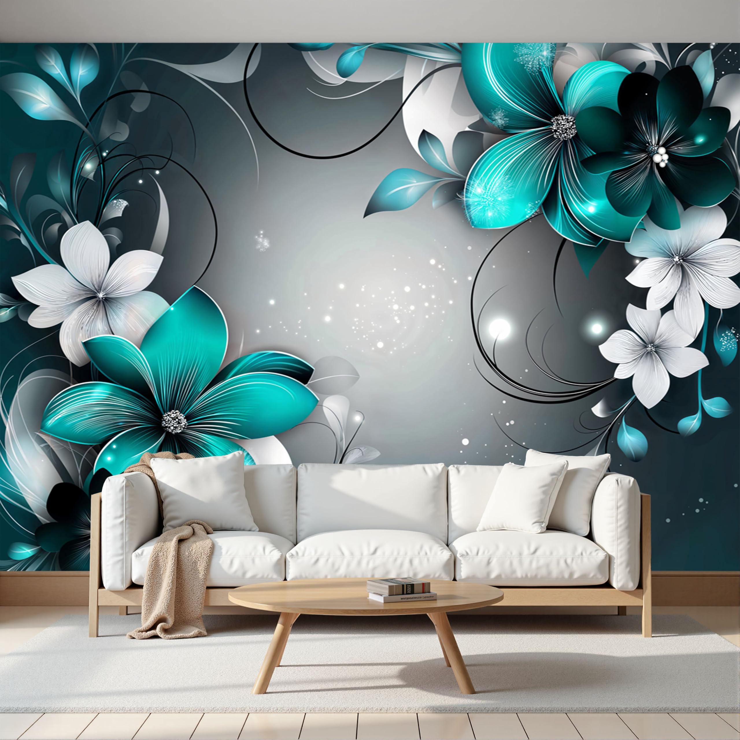 Papier peint panoramique tourbillon moderne effet scintillant luxe