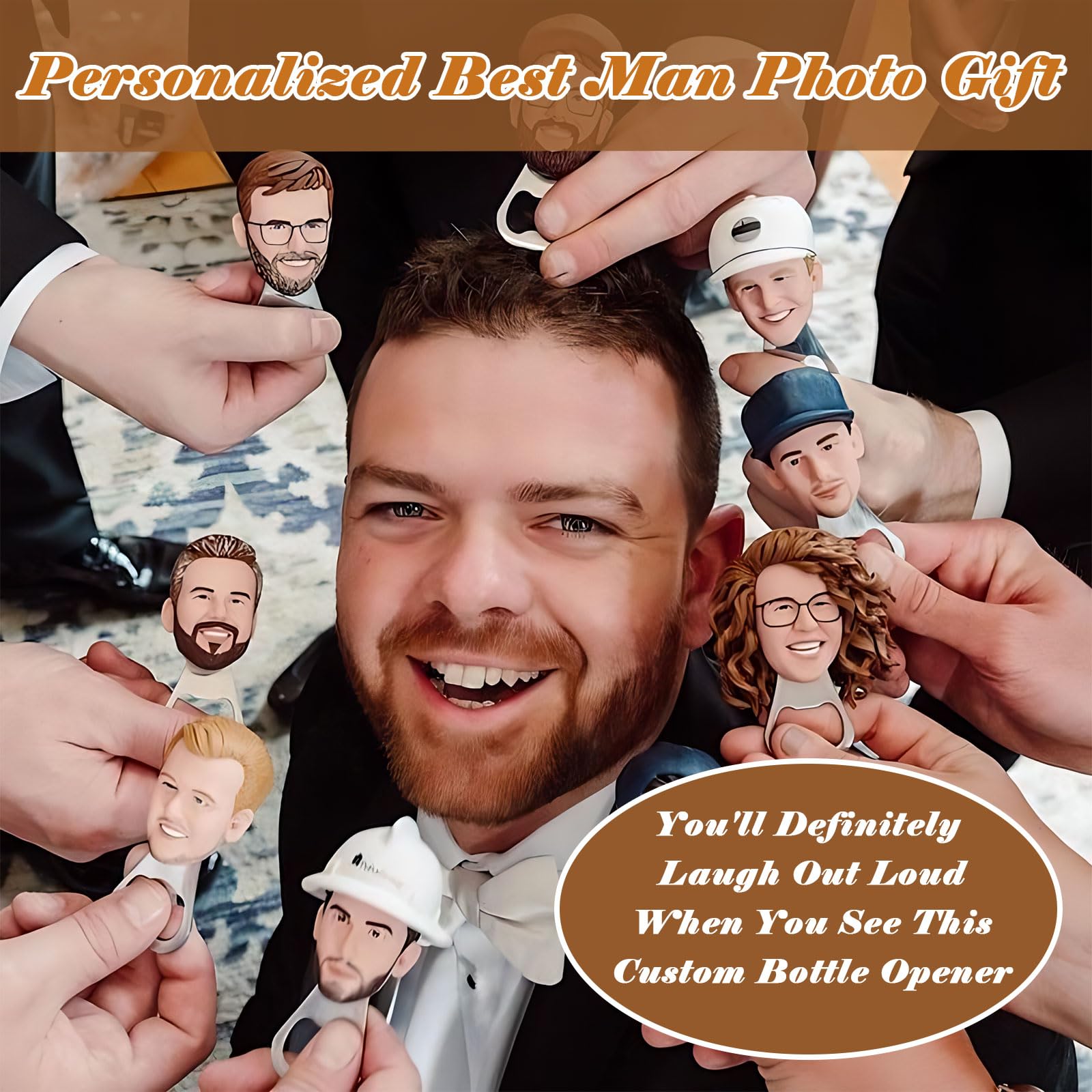 Abrebotellas personalizado con retrato 3D, abrebotellas de boda, regalos para invitados, abrebotellas de cerveza, regalo de padrinos de boda, regalos para restaurantes, bares, camareros, bodas