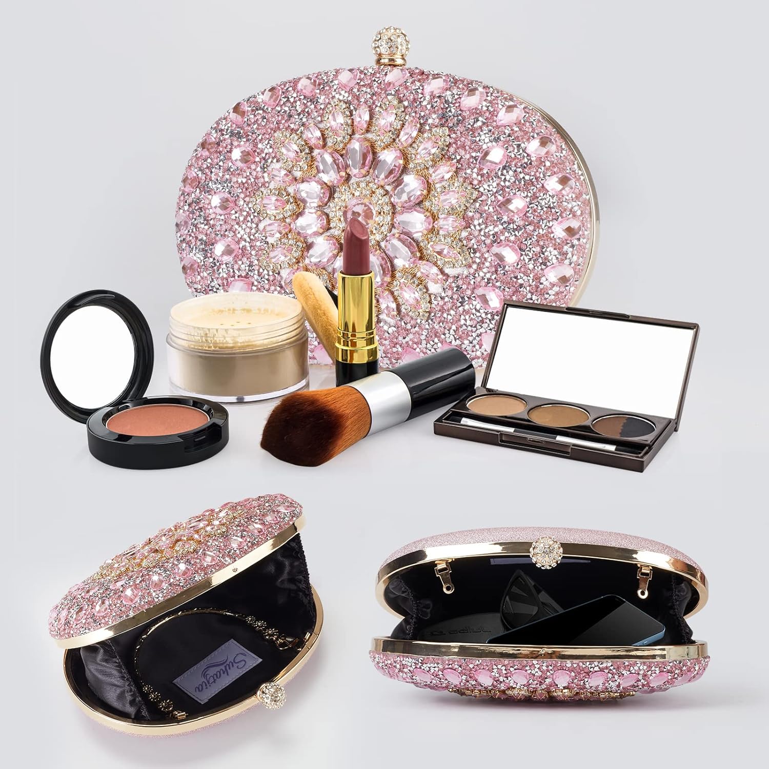 Suhatjia Rhinestone Evening Clutch Purses for Women Evening Weddings,Party Purses Crystal Diamond Glitter Sparkly Handbag