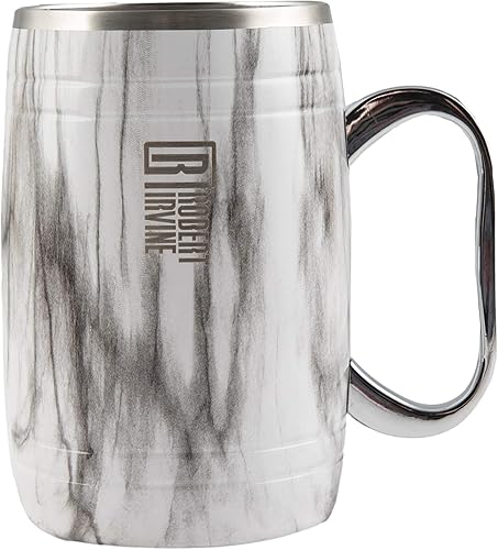 Miniatura 7 de Cambridge ERI028NZ2BPTR Robert Irvine - Juego de 2 tazas de cerveza con aislamiento de mármol, 20 onzas