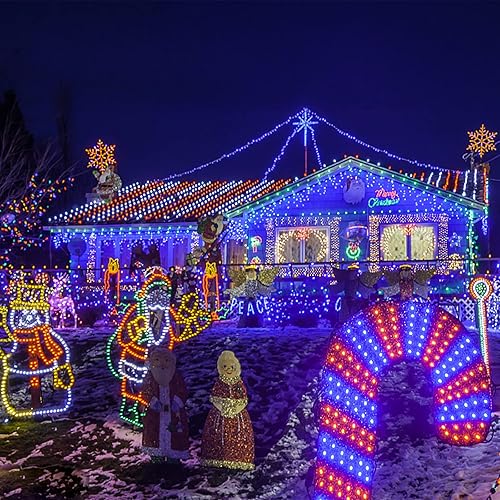 Miniatura 6 de Luces de Navidad para exteriores  99 pies 1216 luces LED de carámbano al aire libre  Enchufe 8 modos de luces parpadeantes para decoraciones de