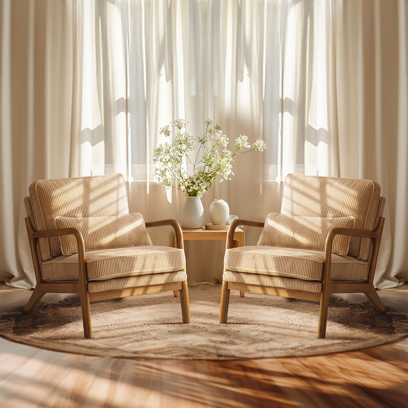 VINGLI Corduroy Accent Chairs Set
