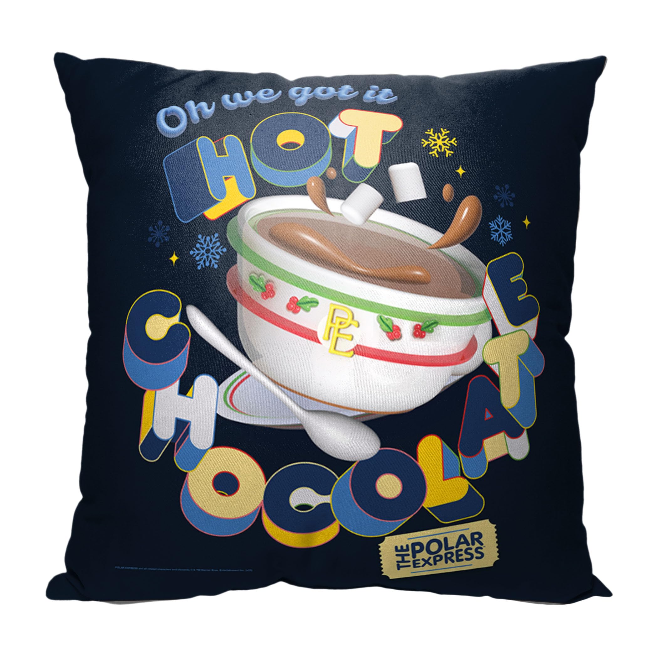 Oreiller Polar Express Chocolat chaud pour soulager le dos sur le canapé