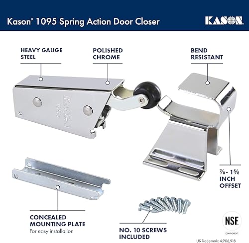 Miniatura 2 de Kason 1095 Cierrapuertas de acción de resorte con gancho ancho ajustable de 78 a 1 58 pulgadas de desplazamiento, 11095000013_11094000027
