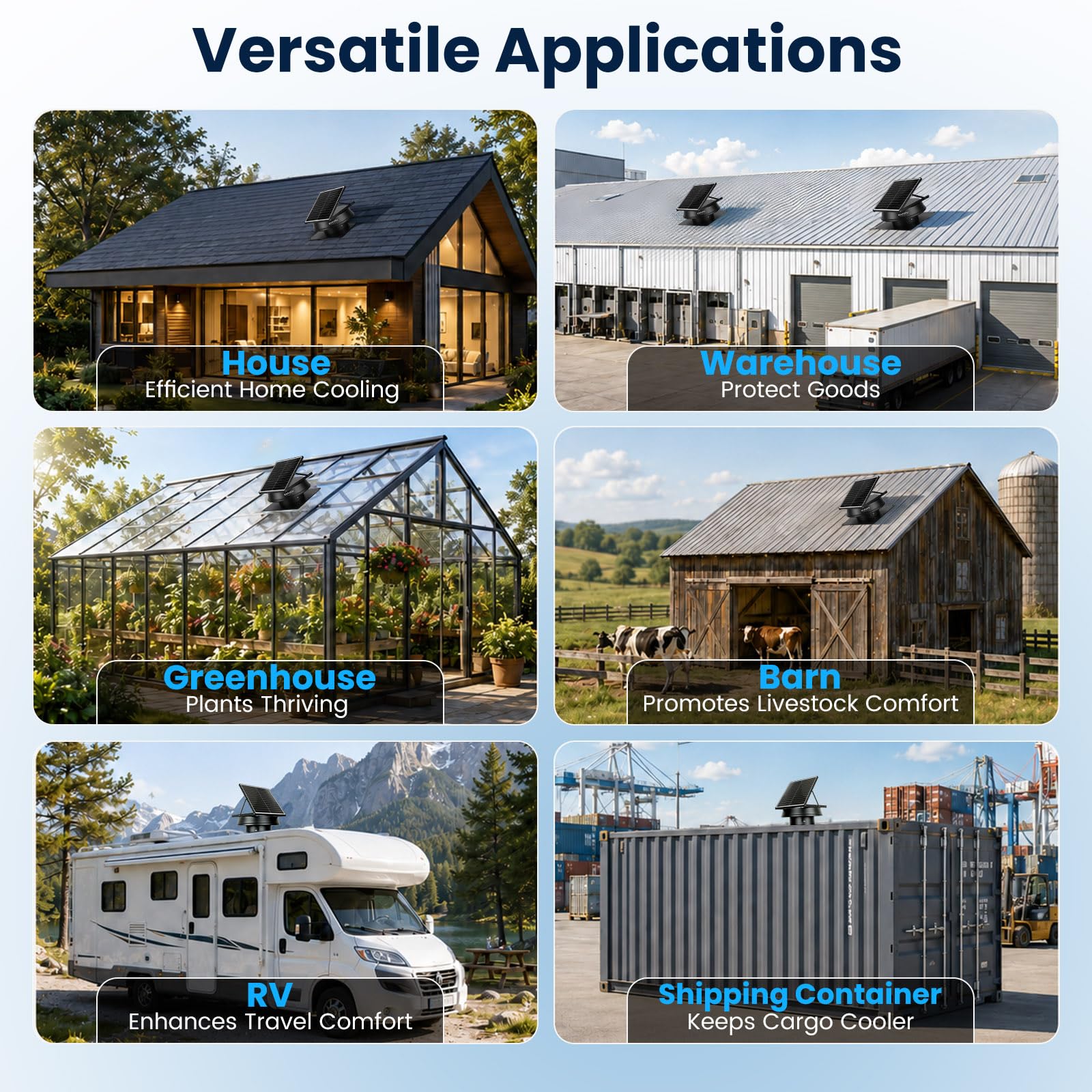 Solar-Hybrid-Dachventilator, 40 W, 2100 CFM Dachmontage, Abluftventilator mit AC-Adapter, 23,9 °C Thermostat, automatisches Ein-/Ausschalten, geräuscharm und wetterfest, für Zuhause, Geschäft
