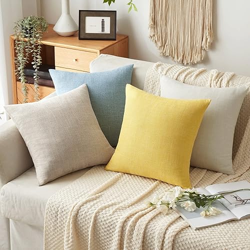 Miniatura 5 de MIULEE - Juego de 2 fundas para cojín decorativo de yute de lino, cuadradas, lisas, para casa de campo moderna, para tu sofá o tu auto de 20 x 20