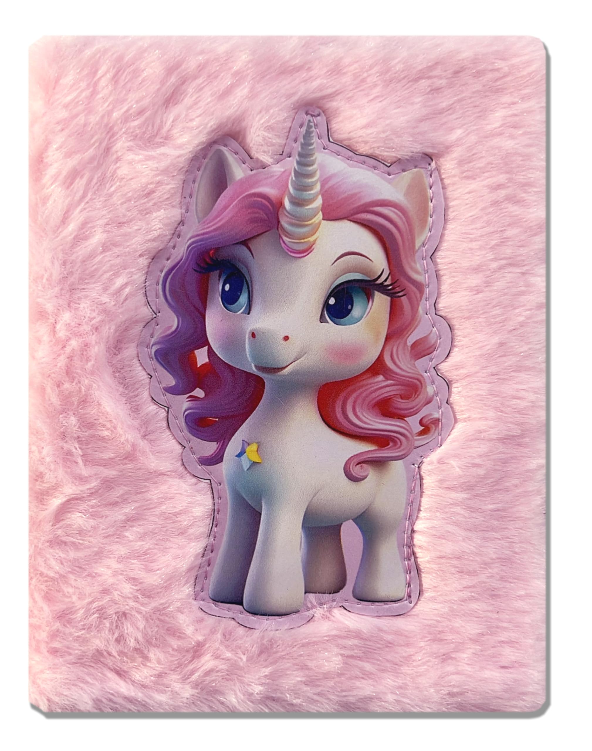 Jiada A6 Size Soft Fur Plush Fabric Diary/Personal Notebook Cute Animal Print - Unicorn-picture-11