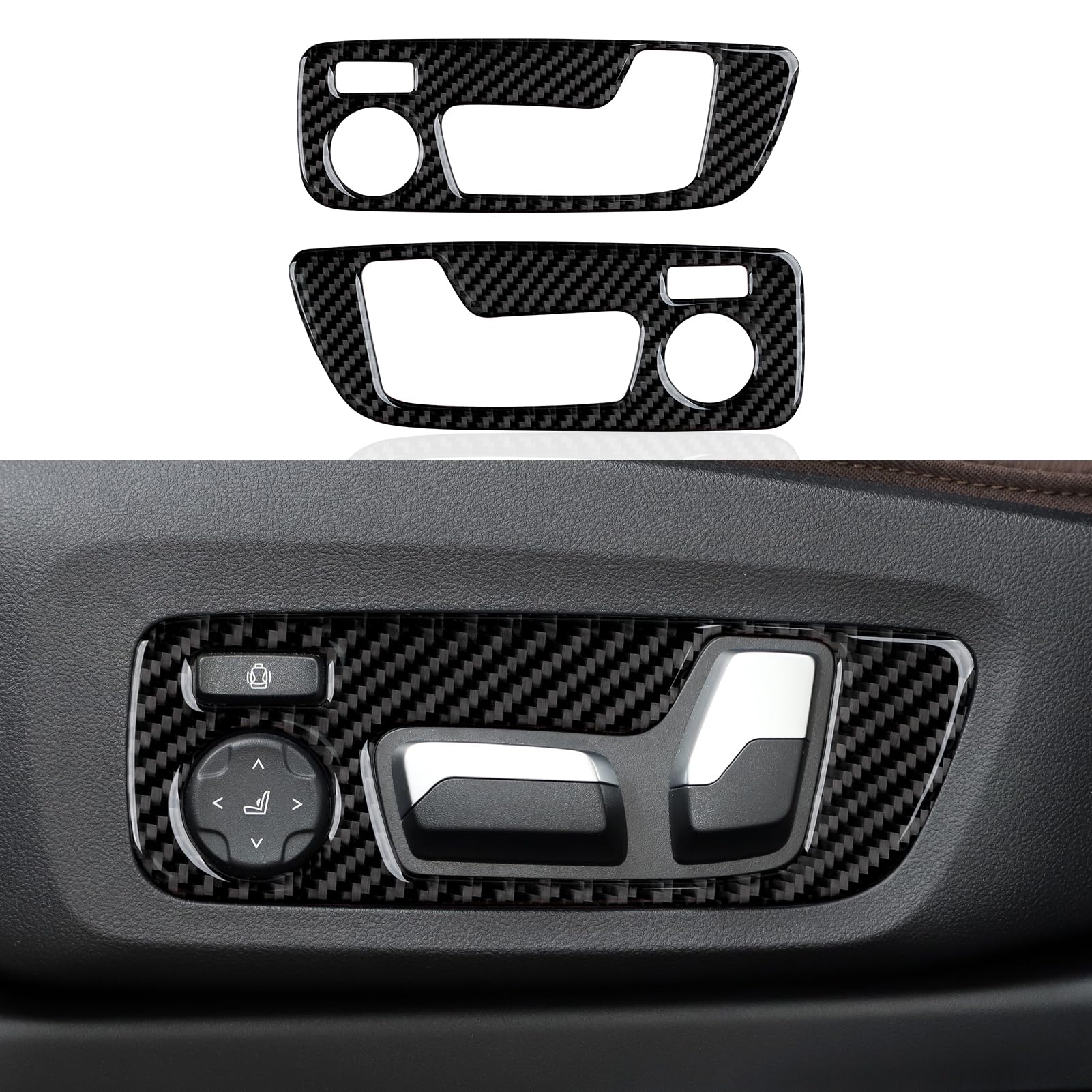 2PCS Seat Adjustment Knob Switch Buttons Cover Trim Carbon Fiber Decal Sticker fits for BMW X3 G01 X4 G02 X5 G05 X6 G06 2018-2024 Accessories (Style A)