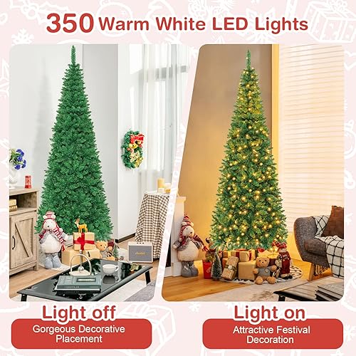 Miniatura 10 de Goplus - Árbol de Navidad con luces LED, con bisagras y soporte de metal sólido, fácil de ensamblar, ideal para el hogar y la oficina