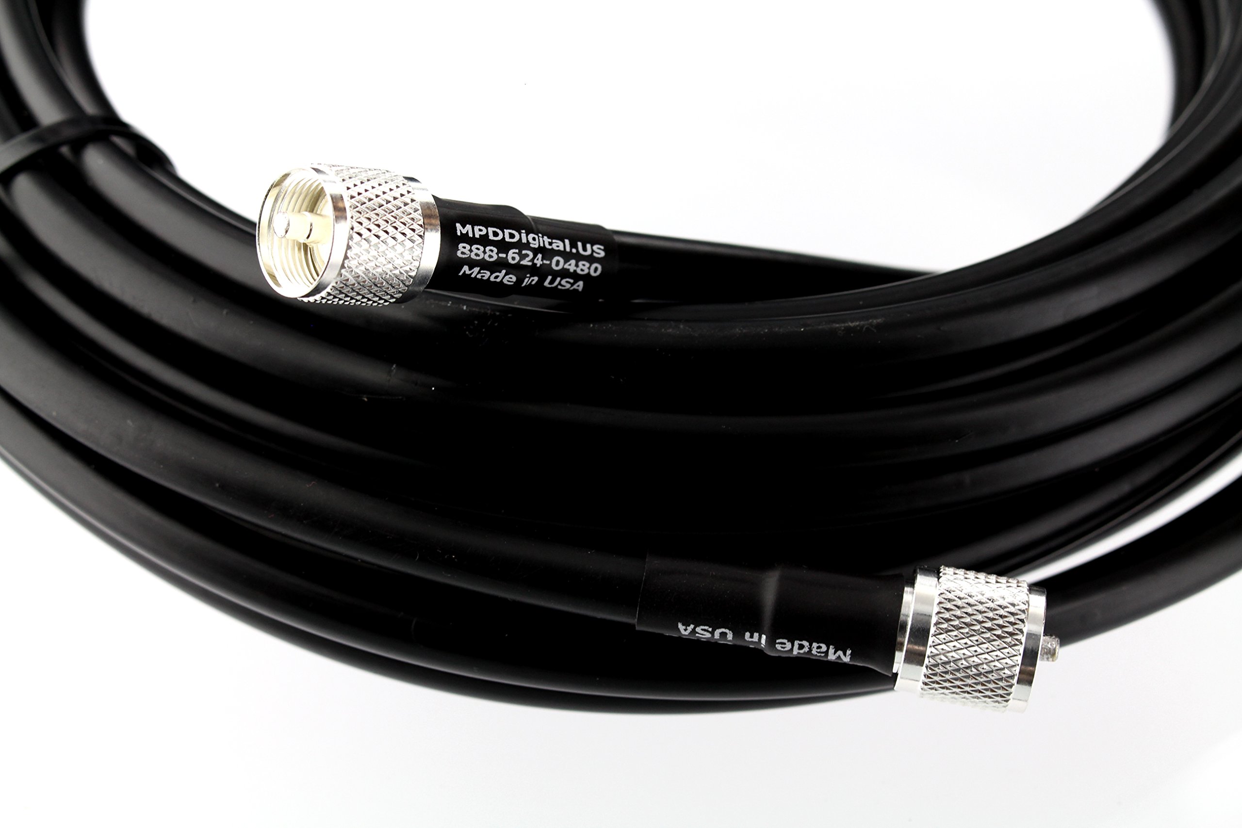 MPD Digital I RG213 Coax Cable I PL259 to PL259 UHF Connectors I Low Loss RF Coaxial Cable I MIL-C-17/163A RG I CB Ham Radio, Transmitters, Antenna I 50 FT