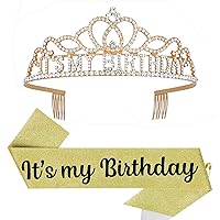 Vista 29 de Corona de cumpleaños para mujer adulta y banda de cumpleaños con purpurina para mujer, tiara de cumpleaños para mujer, sombrero de cumpleaños