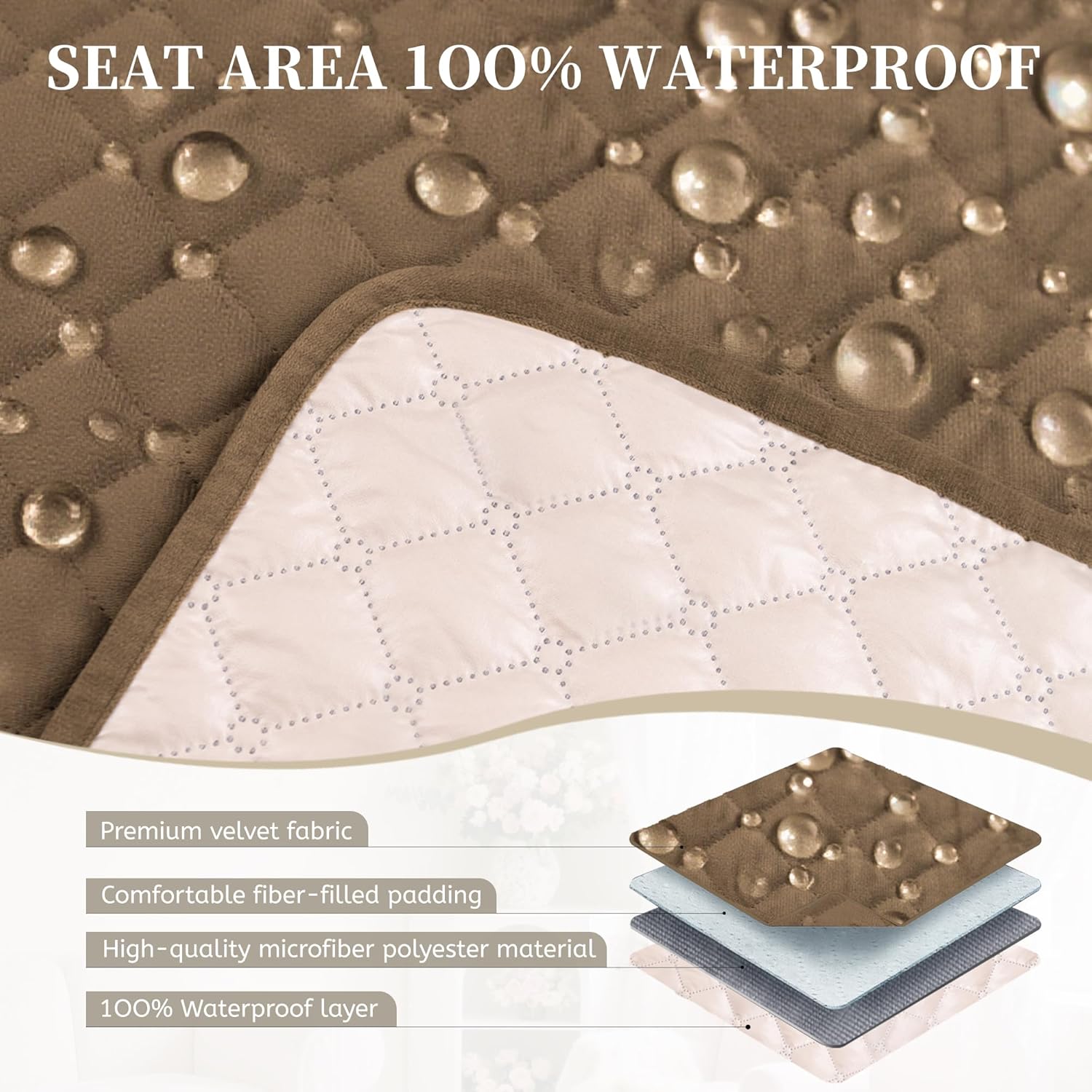 Sectional Couch Covers for Dogs 100% Waterproof Corner L Shaped Sofa Cover Pet Friendly Velvet Washable Anti Slip L Shape Modular Sofa Slipcover Protector with Pockets (Camel, XX-Large)