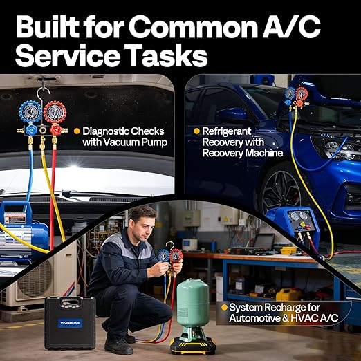 Juego de Manómetros Manifold VIVOHOME para R134a R1234yf R410a miniatura 7