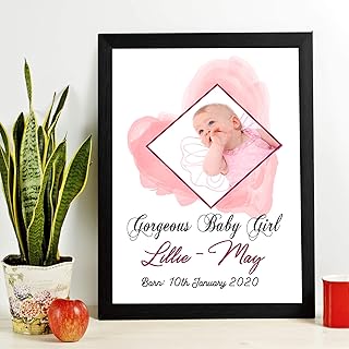 Baby Girl Personalized Name Picture Frame, Frame wall art, Customizable Photo Frame, Wall hanging, Girls name printed Picture Frame, Home decor