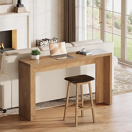 Miniatura 8 de Tribesigns Mesa consola de granja, mesa de sofá de madera de 55 pulgadas con almacenamiento para entrada, vestíbulo, pasillo, sala de estar, fácil