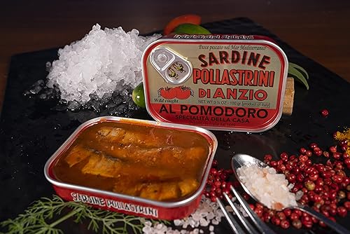 Miniatura 2 de Pollastrini di Anzio Sardinas en salsa de tomate y aceite de oliva  Selección Seafood Aficionado Choice  Paquete de 4  Sardinas gourmet italianas