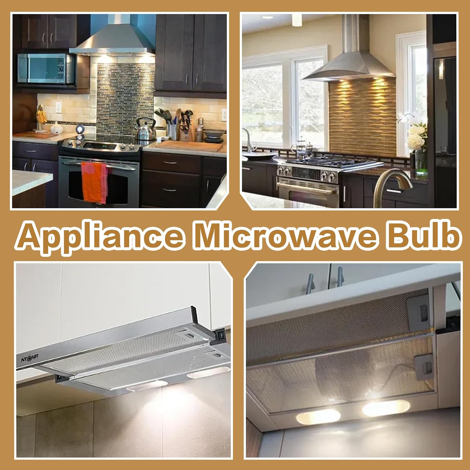 【4-Pack】 120V 40W T8 E12 Light Bulbs,Dimmable Warm White,Compatible with Whirlpool Broan Range Hood Light Models PM250 PM390 RM50000,Replacement for B02300264 WP8190806 SB02300264 Lamp Bulbs