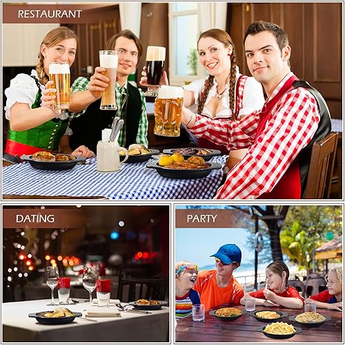 Miniatura 7 de 10 sartenes pequeñas de hierro fundido de 4 x 6 pulgadas, mini sartenes ovaladas para servir fajita a granel con asa chisporroteante plato de sartén