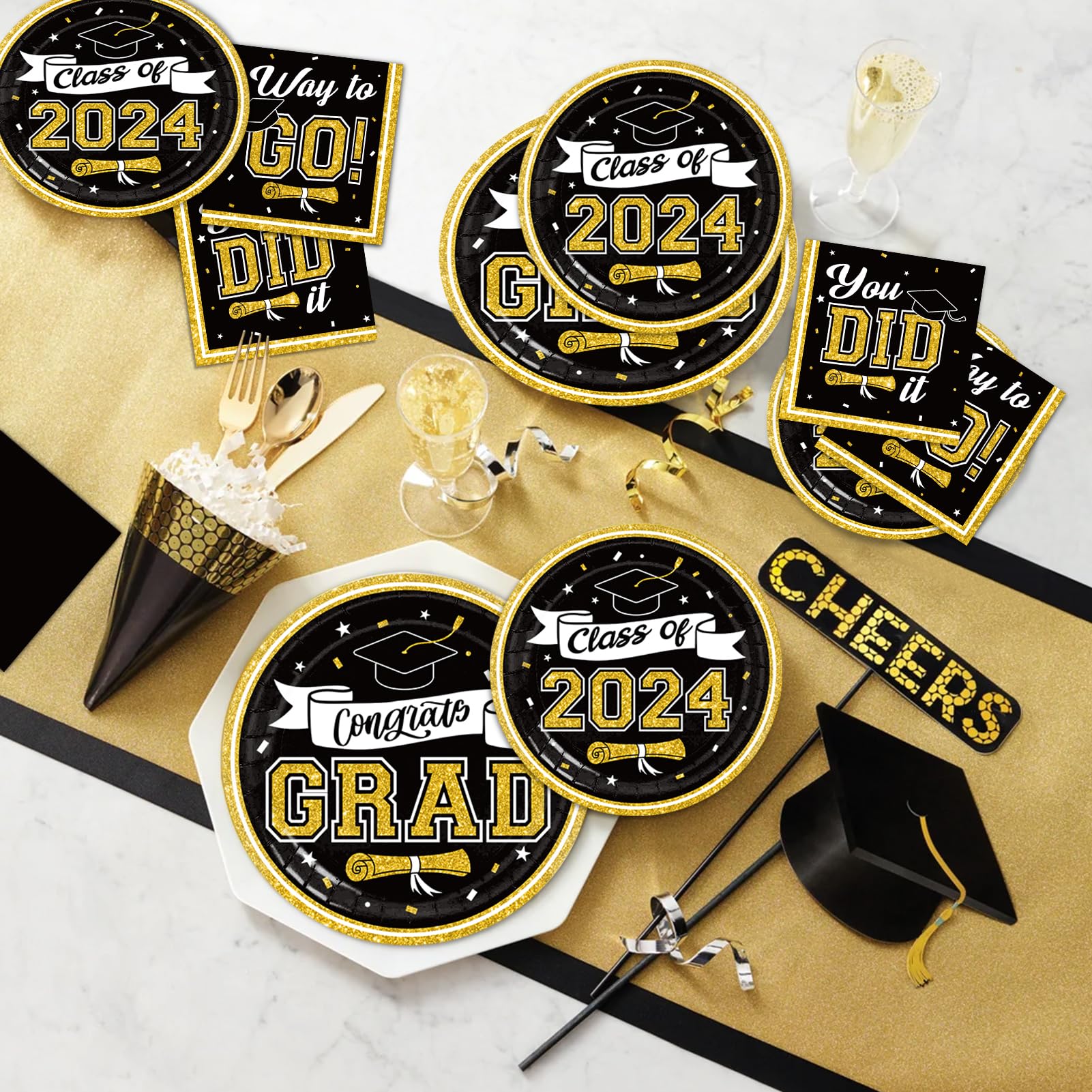 Snapklik.com : DAZONGE Graduation Decorations Class Of 2024 Black And Gold