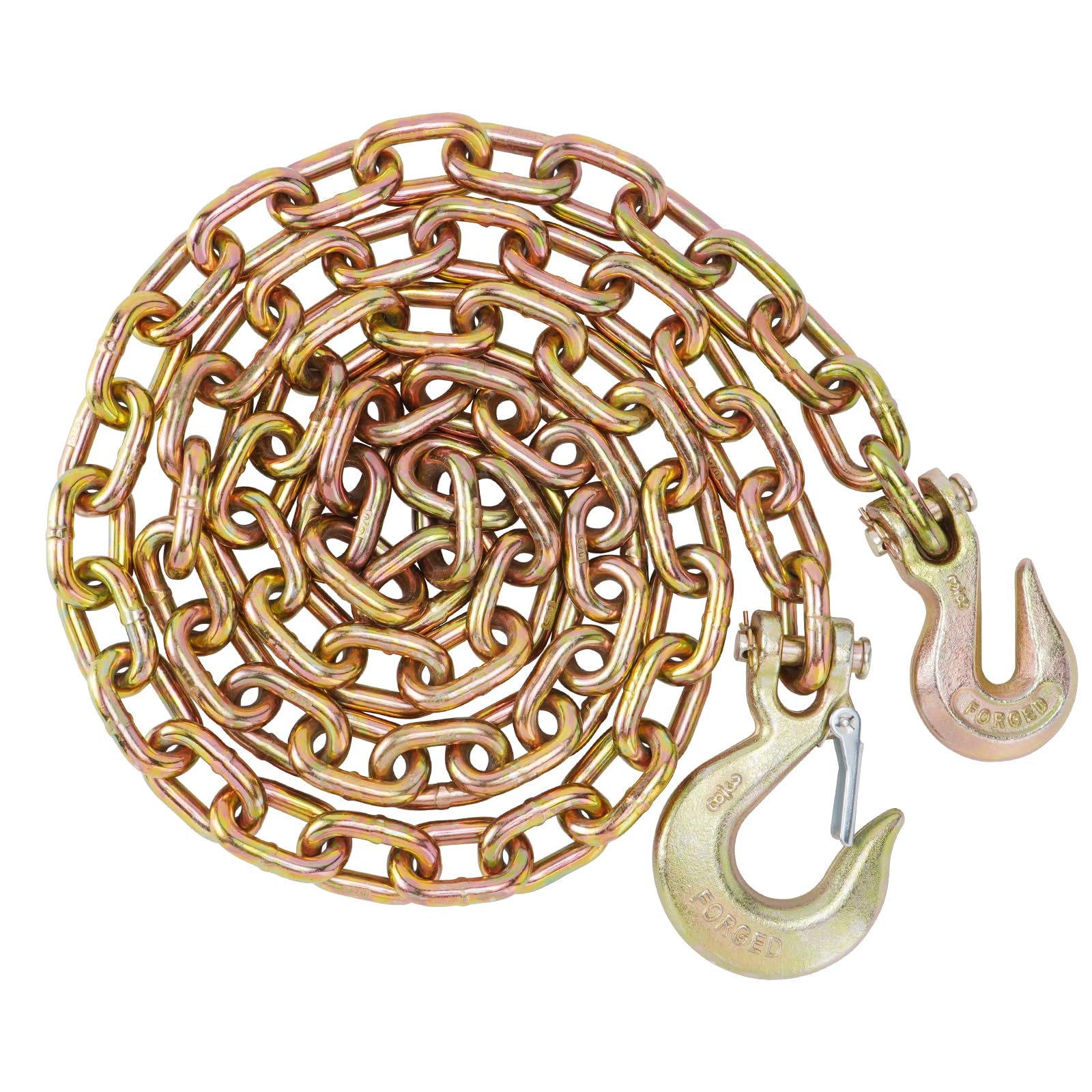 3/8" Binder Chain with Clevis Grab Hooks, 8 FT Trailer Safety Chain, Grade 70 Standard Duty Transport Tow Chain 6,600 Pound Safe Working Load