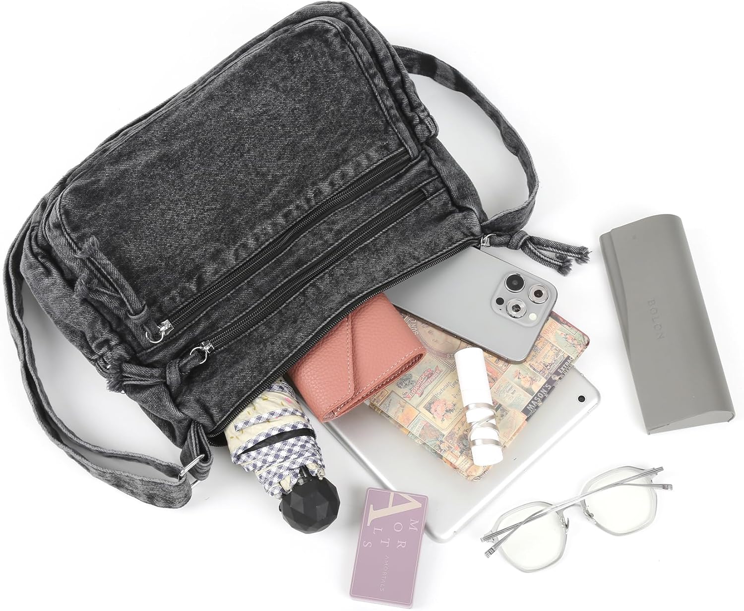 ALUSBELL Large Denim Tote Bag for Women Lightweight Denim Purses Jean Shoulder Bag Retro Crossbody Handbags - Image 5