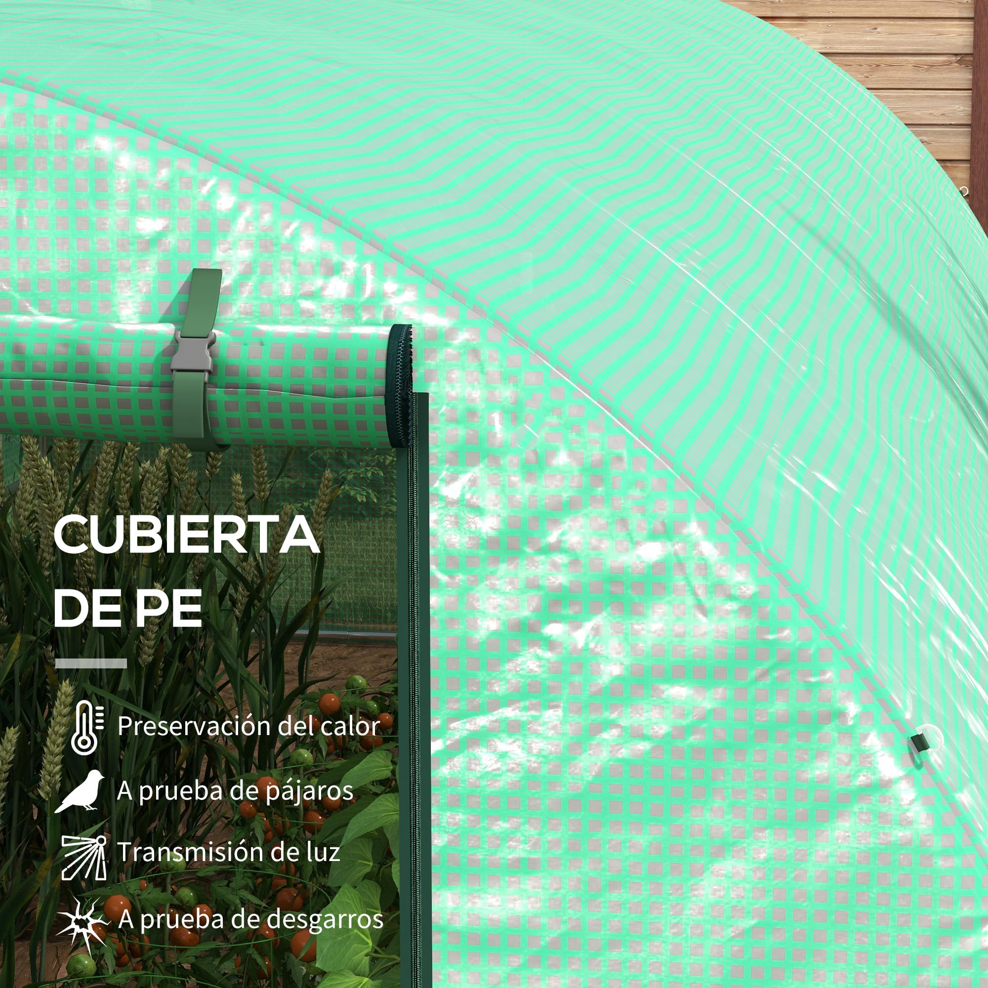 Outsunny Invernadero de Exterior 6x3x2 m con Sistema de Riego Integrado y 12 Ventanas con Malla y 1 Puerta Enrollable para Jardín Patio Verde