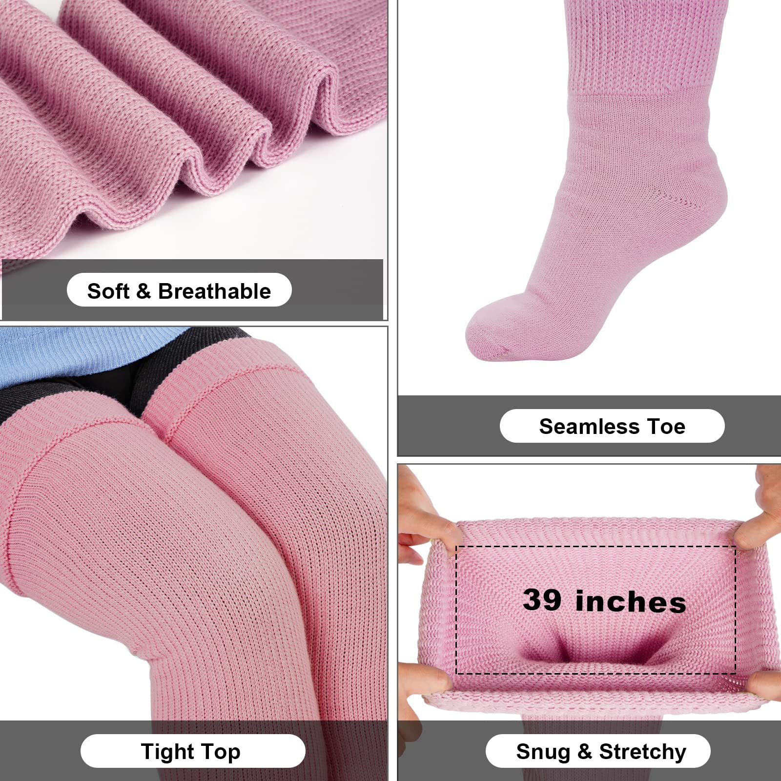 Neoviancia Plus Size Thigh High Socks for Thick Thighs Women- Thigh Highs Widened Extra Long Thick Knit Socks: One Size Salmon Pink