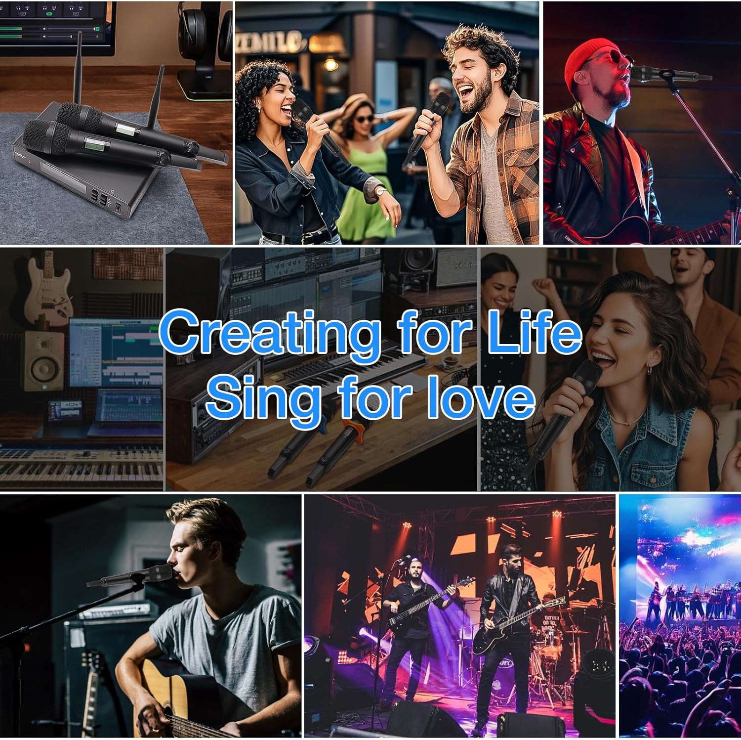 Professional Dual Wireless Microphone System, Black LCD Display, 2 Handheld Mics, Digital Channel Display, Rack Mountable Receiver - Image 4