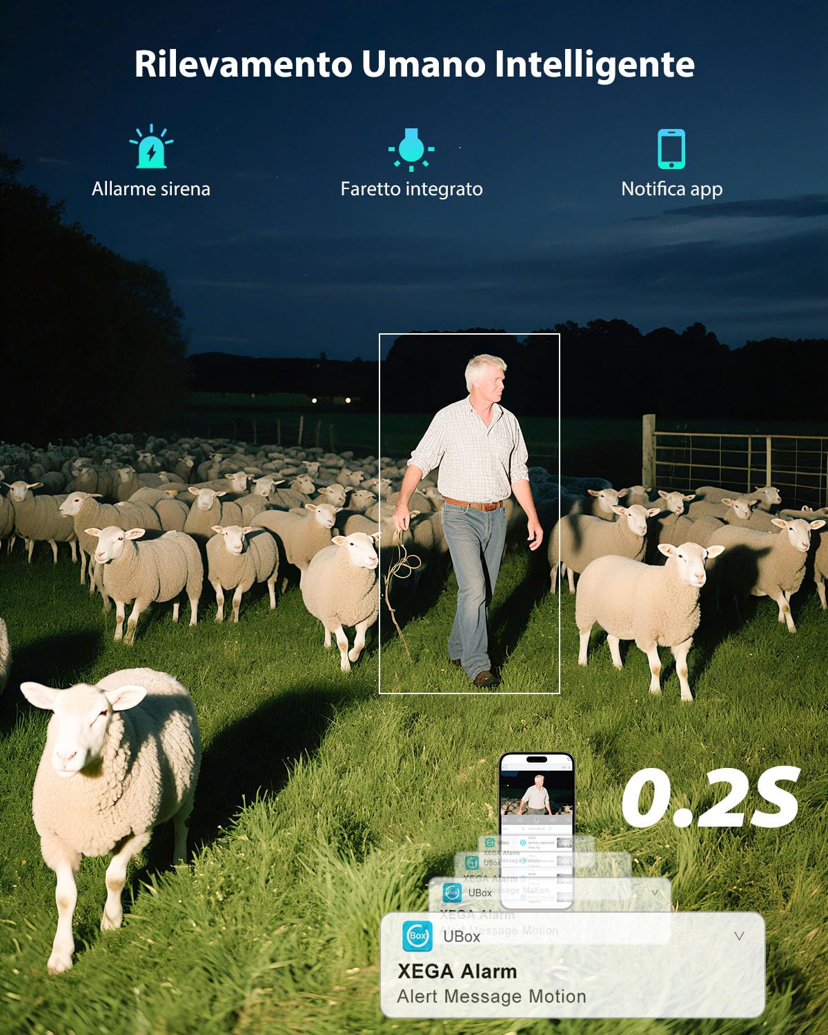 Xega Telecamera Esterno 4G LTE con Pannello Solare con SIM, Senza Wifi, 2K | Circolare 500 Lumen, Audio bidirezionale, Visione notturna colori,IP66, PTZ,Videocamera Senza Fili, Abbonamento pagante