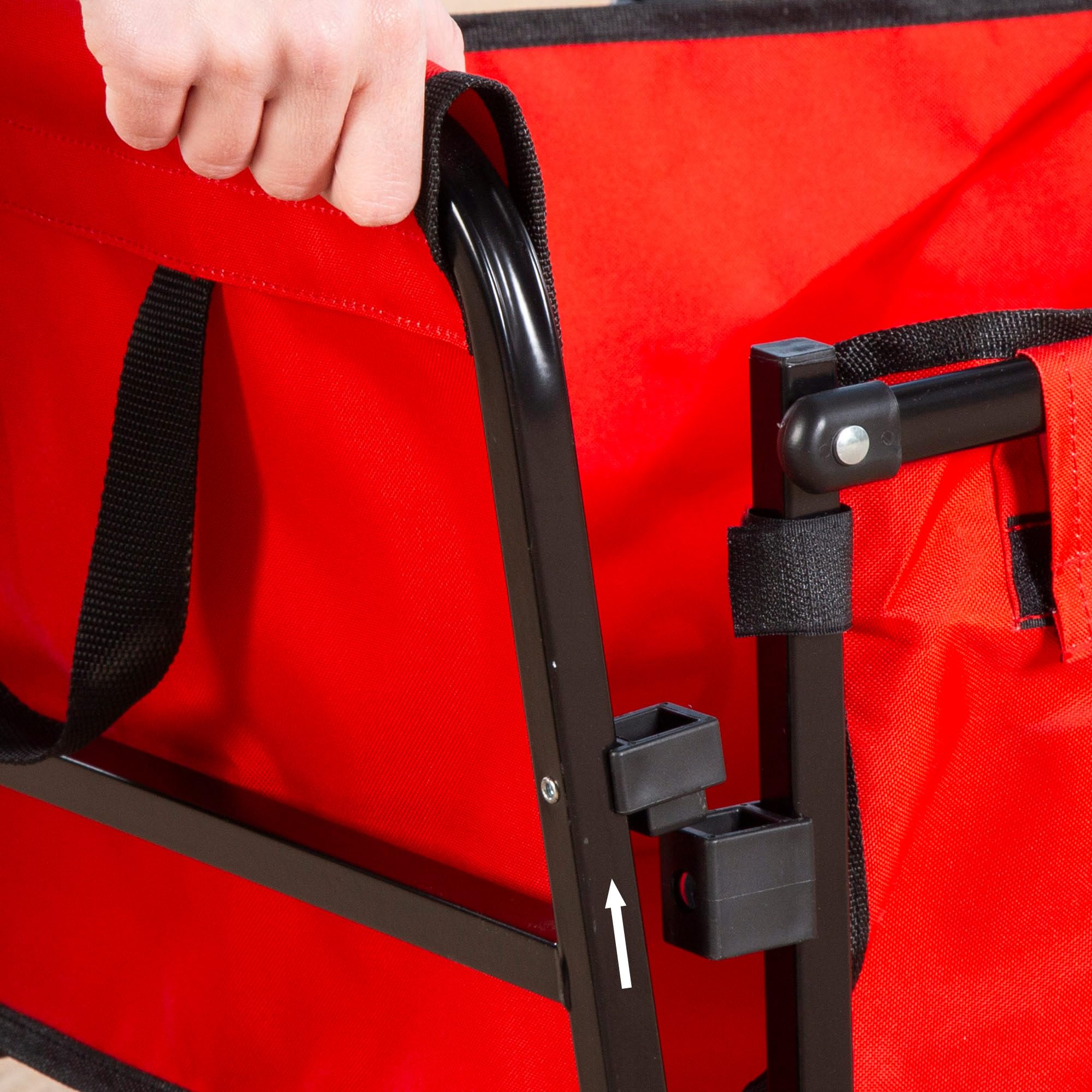 AKTIVE Carro Playa Ligero, Rojo, 73x44x93 cm, Plegado acordeón, Asa Ajustable, Carga soportada 80 kg, Estructura de Acero, Carrito Transporte con Ruedas, Carros auxiliares (62503)