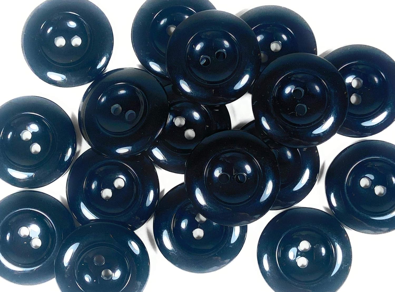 100 Tailored Premium Shiny 2 Hole Black Buttons - 3/4" (21mm)