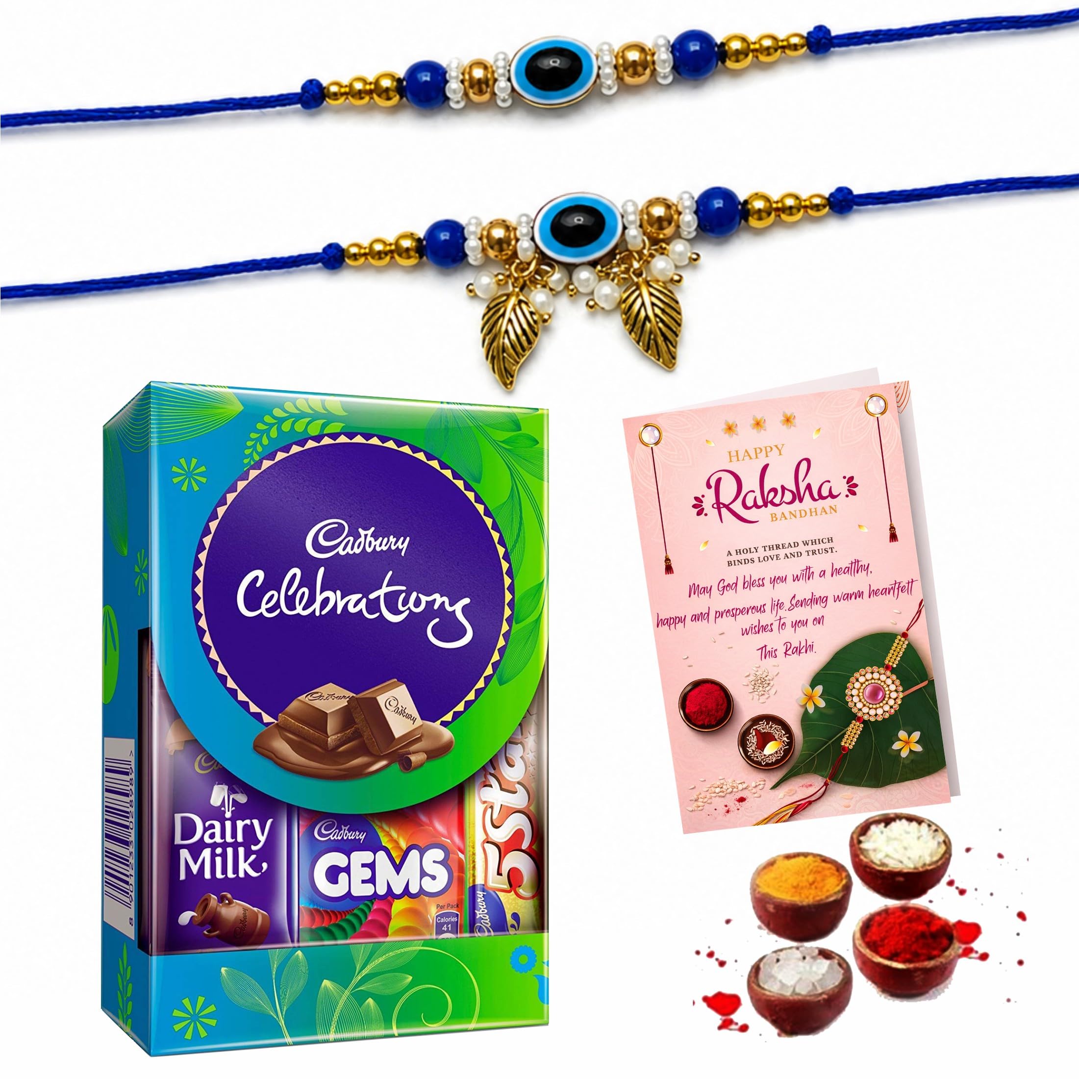 Rakhi with Chocolate for Brother and Bhabhi,Rakhi with Gift Set Combo for Bhaiya Sister in Law | Cute Premium Elegant Rakhi with Celebration Chocolate Box with Tikka Set, Rakshabandhan Greeting Card-image-10