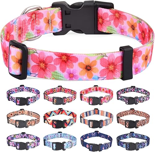 HQYDDMI Collar de perro para perros medianos, collar suave y cómodo para mascotas para perros pequeños, medianos y grandes, patrón floral para HQYDDMI Collar de perro para perros medianos, collar suave y cómodo para mascotas para perros pequeños, medianos y grandes, patrón floral para