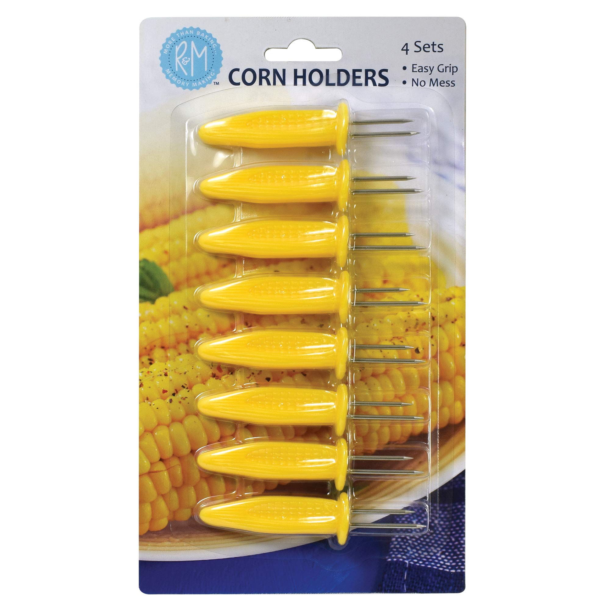 R&M International 3602 Corn Holders Jumbo, Carded, Set of 8, Yellow