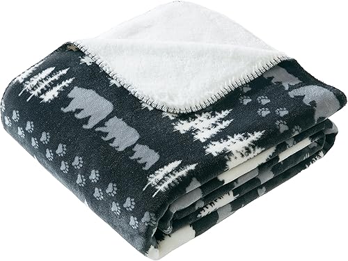 Cathay Home Coleman Manta reversible de microvisón y sherpa de gran tamaño, 60 x 80 pulgadas, color gris