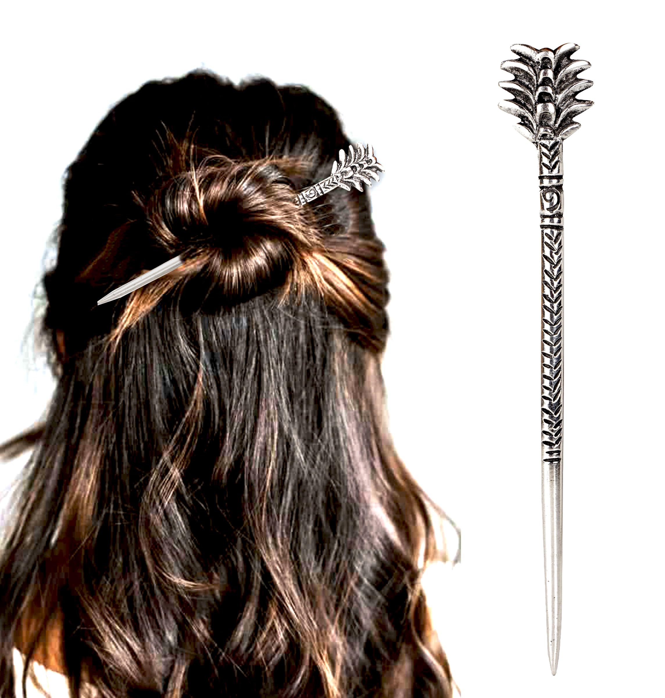 Metal Handicrafted Oxidised Chrishtmas Tree Design Bun Hair Stick for Womens-image-8
