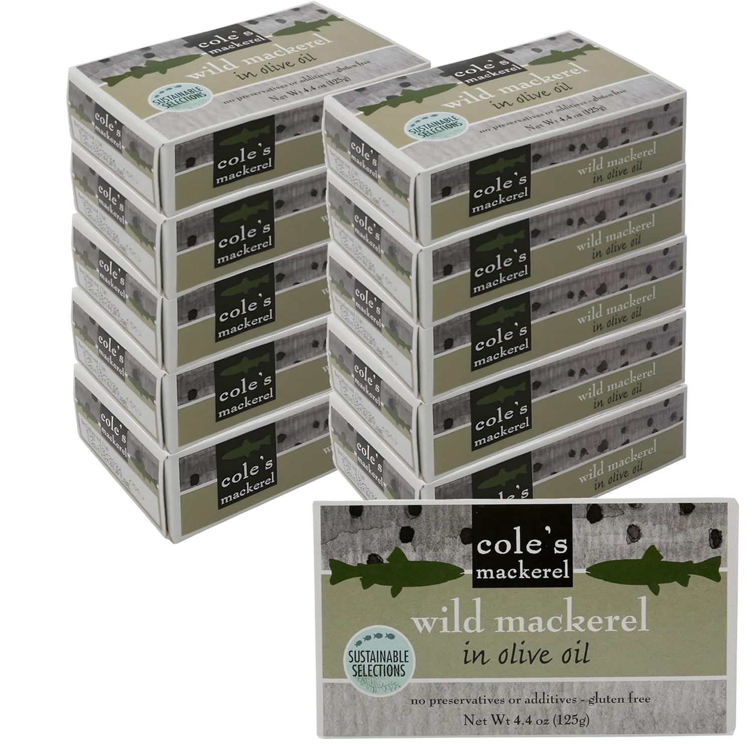 Cole's Pack of 10 Wild Mackerel in Olive Oil Canned