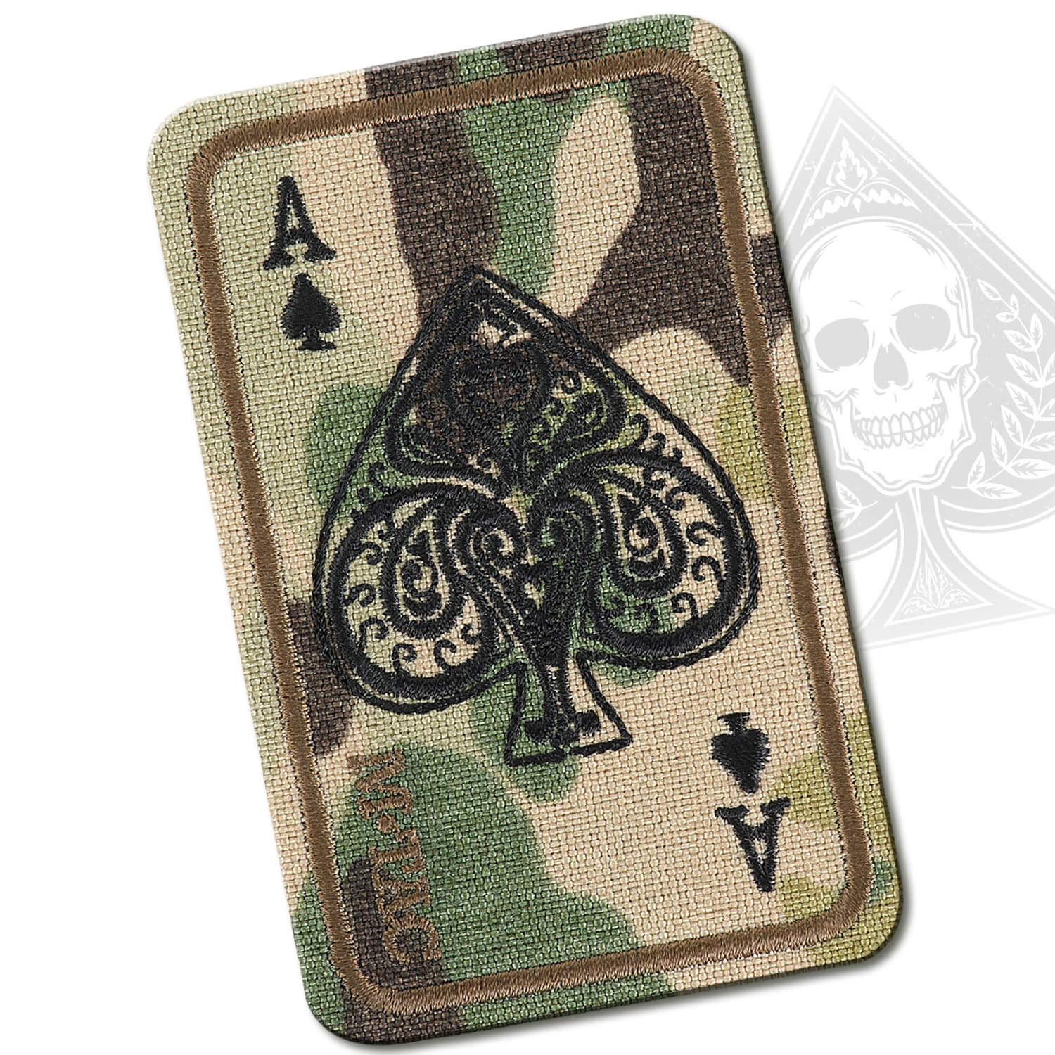 M-Tac Ace of Spades Embroidered Patch Death Card - Tactical Morale Patch for Military Gear - Army Combat Hook and Loop Patches (Multicam)