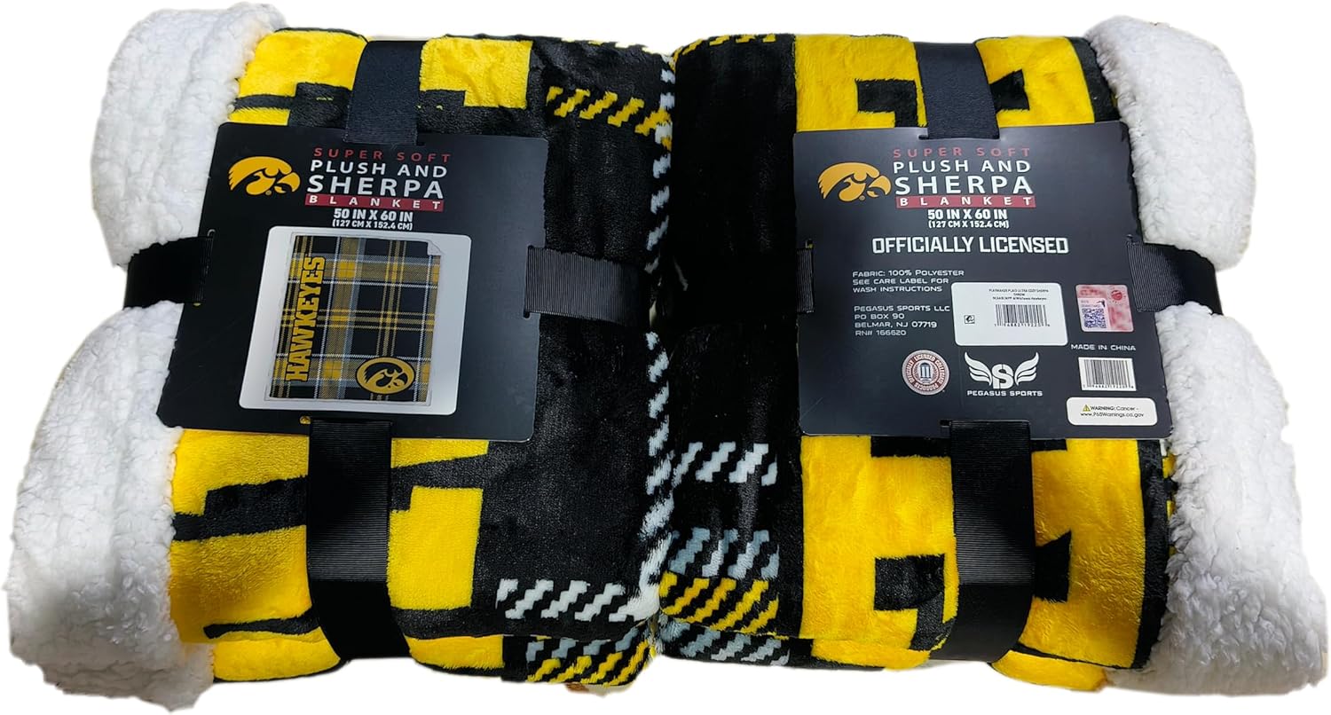 NCAA Playmaker Plaid Ultra Cozy Sherpa Throw
